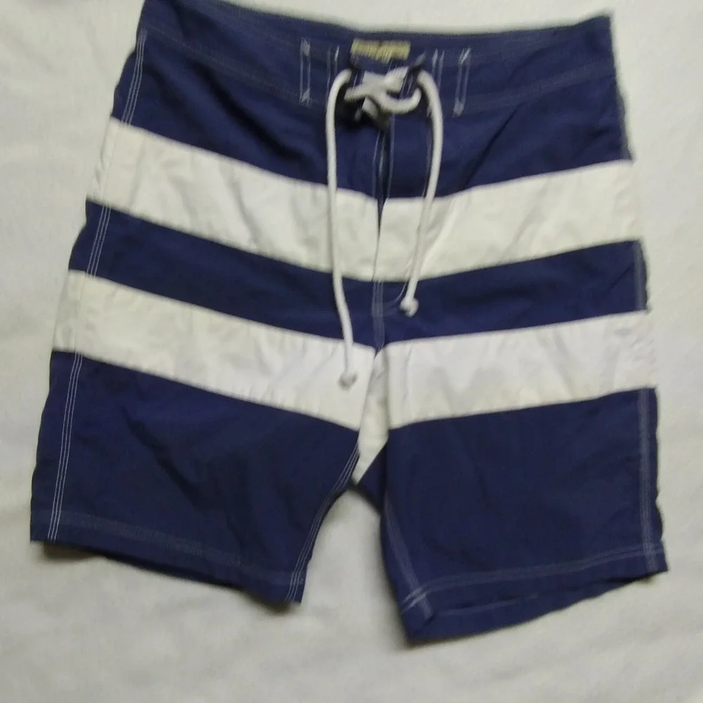 J. Crew The Original Longboard Swim Trunks Striped Blue White Size‎ 31
